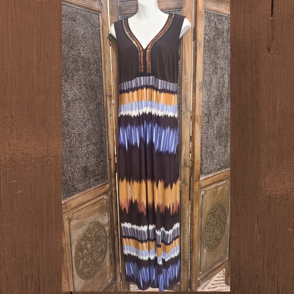 Beaded Maxi Dress Abstract, Artsy – by Madison Leigh Size 6